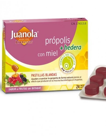 JUANOLA PROPOLIS HIEDRA +MIEL SABOR FRUTOS DEL BOSQUE 24 pastill